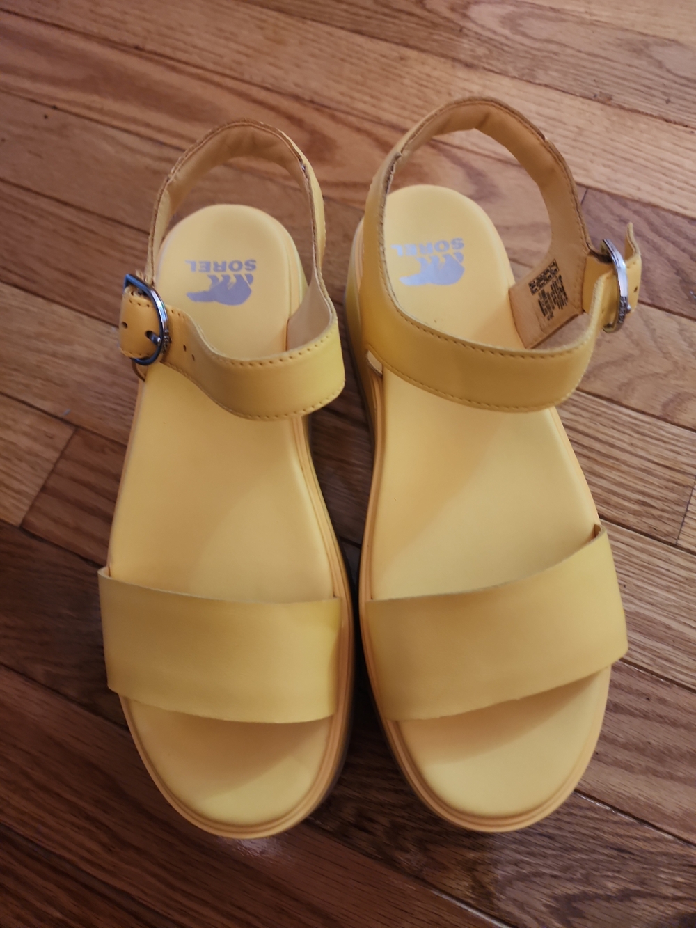 Sorel Dayspring Yellow Platform Leather  Women's Ankle-Strap Sandals